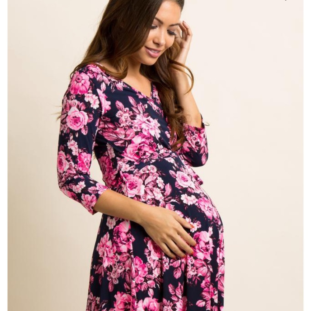 ASOS Maternity Maxi Neon and Pink Wrap Dress